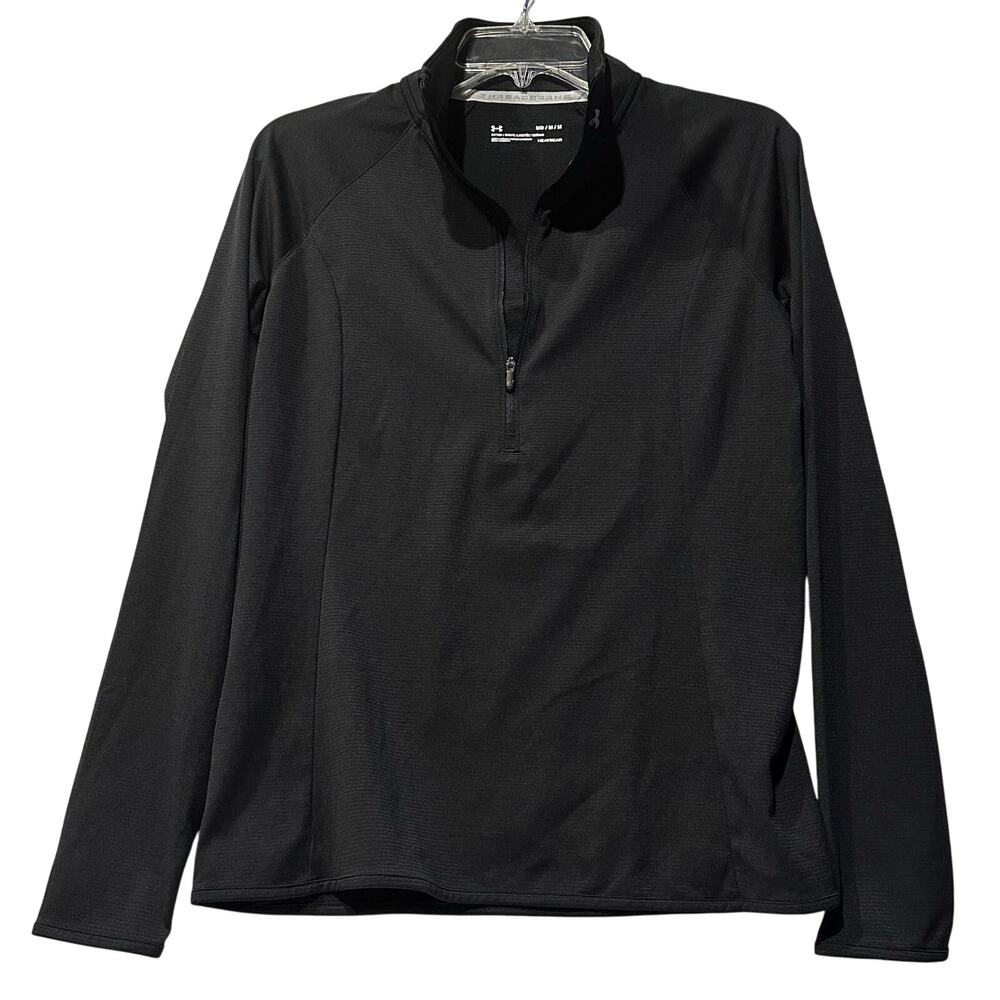 Under Armour ColdGear Womens 1/4 Zip Fitted Pullover Size Medium Black Mock Neck